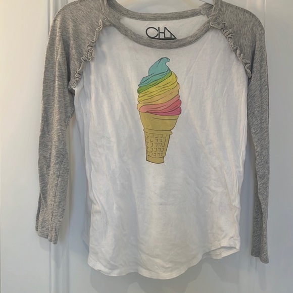Chaser, rainbow ice cream cone Long-sleeve Tee with ruffles - Picture 1 of 5